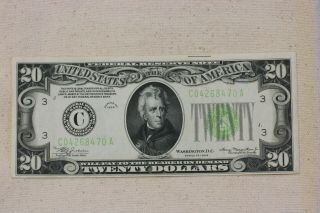 Unc 1934 $20 Dollar Vivid Light Green Seal Federal Reserve Note