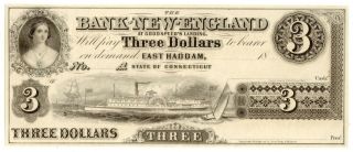 18 - - Bank Of England $3 East Haddam Ct,  Obsolete Remainder Note [4402.  26]