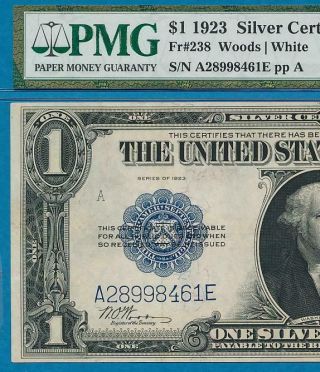$1.  00 1923 FR.  238 PMG XF40 SILVER CERTIFICATE BLUE SEAL ATTRACTIVE 2