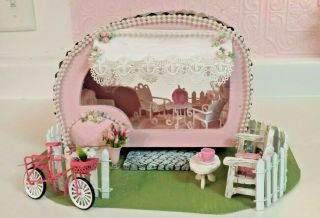 Miniature Camper Shabby Chic Decorated Fairy Garden Dollhouse Miniature Ooak
