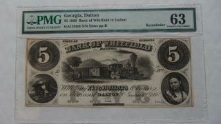 1860 $5 5 Dollars Georgia Dalton Bank Of Whitfield In Dalton Pmg 63 Remainder