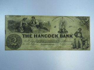 1854 The Hankcock Bank State Of Maine Obsolete Currency Cu023/un