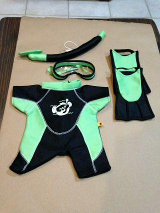 Build A Bear Clothes Scuba Snorkel Outfit With Accessories (green And Black)