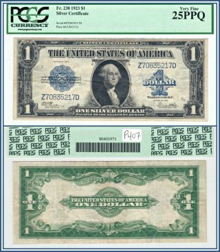 1923 $1 Silver Certificate Pcgs 25 Ppq Very Fine Vf One Dollar Large - Size Note