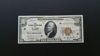 1929 $10 National Currency " St.  Louis,  Missouri