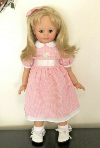 Gotz - Puppen 20 " Girl Doll Blonde Hair Blue Eyes Pink Outfit Dress Shoes Euc