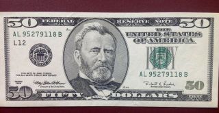 Series 1996 $50.  00 Federal Reserve Note Uncirculated