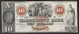 Us Obsolete - Maryland - Hagerstown Bank - 10 Dollars - Uncirculated