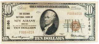1929 Series $10 Ten Dollar Federal Reserve Note Bank Of Albany Indiana