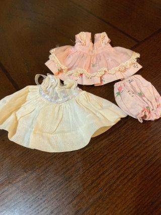 Vintage Vogue Ginny Doll Clothes Pink Bird Dress Panties & White Dress Tagged