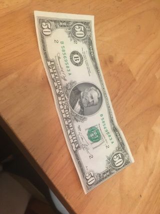 1974 B $50 Fifty Dollar Bill Federal Reserve Note York - Miscut Error