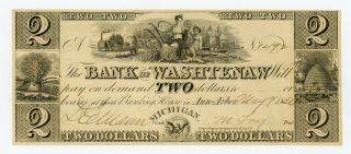 1836 $2 The Bank Of Washtenaw - Ann Arbor,  Michigan Note