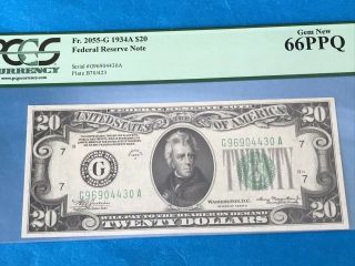 $20 1934 - A Federal Reserve Note 66 Ppq.