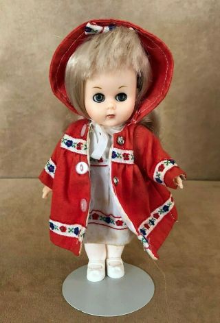 Ginny Vogue Doll Vintage 1980s Red Raincoat White Dress Flowers Blonde Caucasian