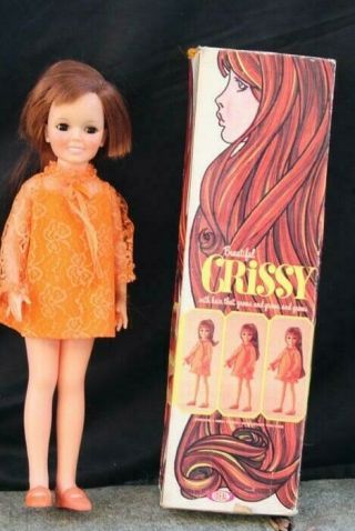 Vintage 1969 Ideal Toy Corp 18 " Crissy Doll Orange Outfit And Box