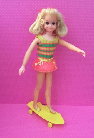 Vintage Barbie Skipper Mod Living Fluff Doll,  Skateboard,  Outfit