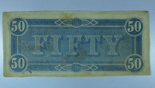 1864 $50 Confederate States of America Note.  Richmond.  CU096/ASN 2