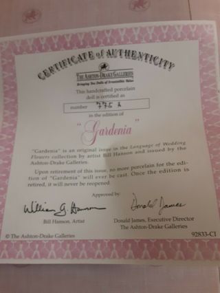 Antique Dolls Wedding Dress Porclean Has Certificate Of Authenticity