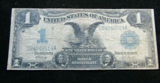 1899 $1.  00 Black Eagle Silver Certificate Circulated Elliott/burke