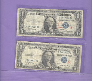 (2) 1935 - A $1 Experimental " S " Silver Certificates
