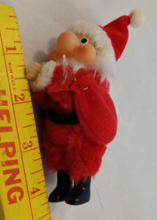 Retro Santa Claus Troll Doll Clip - On Xmas Tree Ornament 5 " Vtg 70s Huggers Pixie