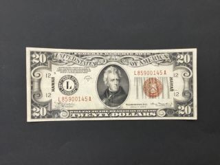 Us 1934 A $20 Dollar Hawaii Federal Reserve Note.