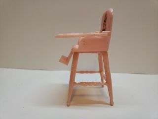 VINTAGE DOLL HOUSE FURNITURE RENWAL 1:16 SCALE PINK HIGH CHAIR WITH DECAL AND MO 3