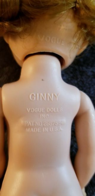 Vintage 1950 ' s Vogue Ginny Doll.  Strung,  BKW.  Sleep eyes with molded lashes. 3