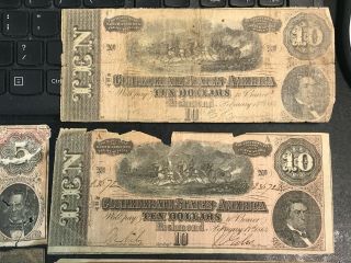 7 1864 CSA Confederate States of America Notes $5 $10 and $20 3