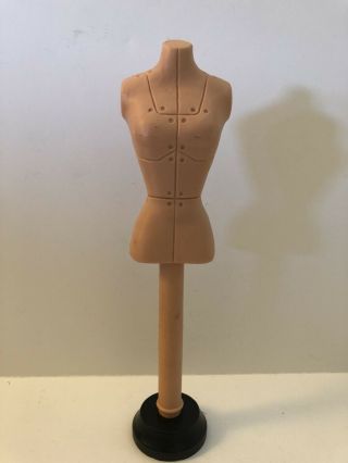 1960s Barbie Or Other Fashion Doll Dress Form Mannequin Wood Base 8.  25 In