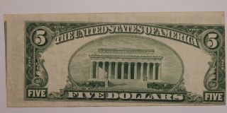 Series 1950 A - $5 - U.  S.  Federal Reserve Note - Cleveland,  Ohio - Off - Center Reverse