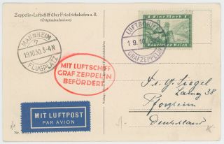 Germany 1930 Graf Zeppelin Picture Post Card,  Look