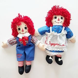 Vintage Raggedy Ann And Andy Dolls Plush 12 Inch Collectable Toys