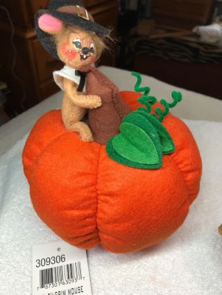 Annalee Dolls Trick or Treat Pumpkin Kid 1990 3031 And Pilgrim Mouse Halloween 2
