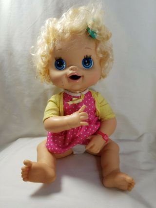 2010 Baby Alive Blonde Hair Blue Eye Interactive Doll Eats Drinks Pees And Poops