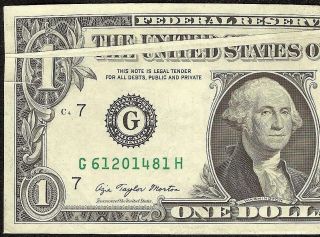 1977 A $1 Dollar Bill Multiple Gutter Fold Error Note Paper Money Currency Au
