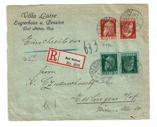 Bavaria 1912 Registered Cover W/ 5 & 10pf Tete Beche Pairs (front Only) - Z616