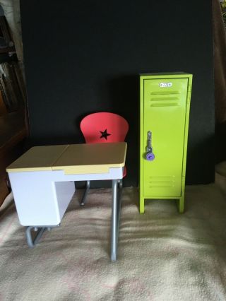 American Girl Doll School Locker And Flip Top School Desk