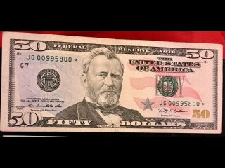 2009 Star $50.  00 Error Federal Reserve Star Replacement Note