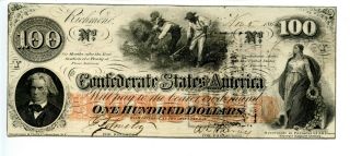 1862 $100 Confederate Currency T - 41 Cu