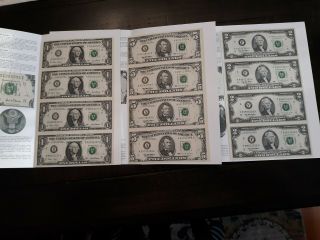 3 - Uncut Sheets Of 4 - 2001 - $1 - 1995 - $2 - 1995 $5 Note Series Boston=ny - Atlanta Bep