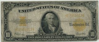 1922 $10.  00 Gold Certificate