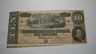 $10 1864 Richmond Virginia Va Confederate Currency Bank Note Bill T68 Xf,  Civil