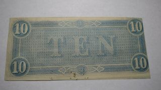 $10 1864 Richmond Virginia VA Confederate Currency Bank Note Bill T68 XF,  Civil 2