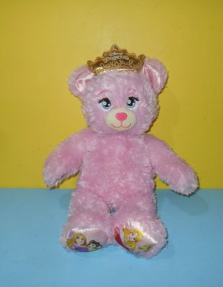 Babw Build - A - Bear Plush Disney Princess Sparkle Bear With Gold Crown Pink Tiara