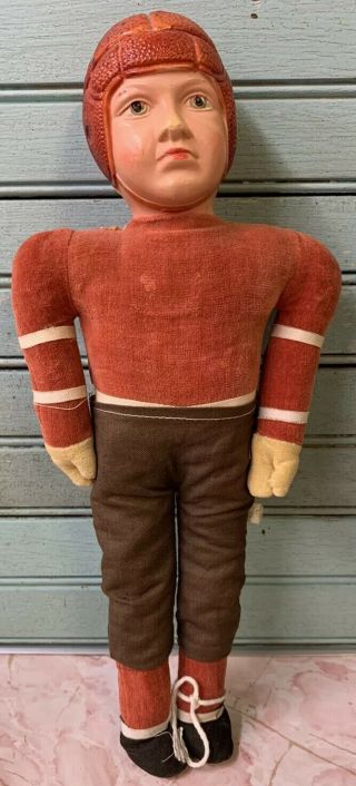 Antique Vintage Japan 12” Celluloid Head Stuffed Football Player Doll