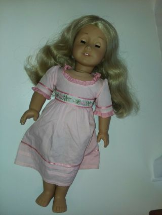 American Girl Doll Caroline Blond Hair W/ Meet Outfit Dress Retired