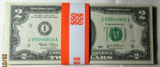 25 Pack ($50.  00) 2003 $2.  00 Bills Lightly Circulated Minneapolis