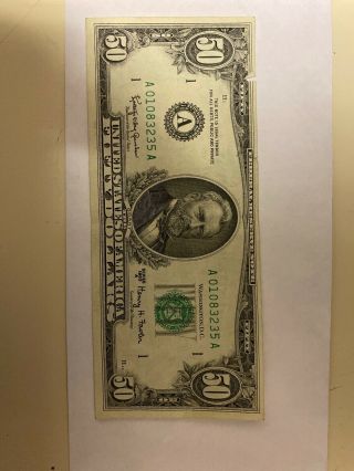 1963 A Federal Reserve 50 Fifty Dollar Bill