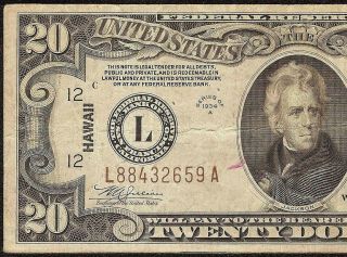 1934 A $20 DOLLAR BILL WWII HAWAII BROWN SEAL NOTE CURRENCY PAPER MONEY Fr 2305 2